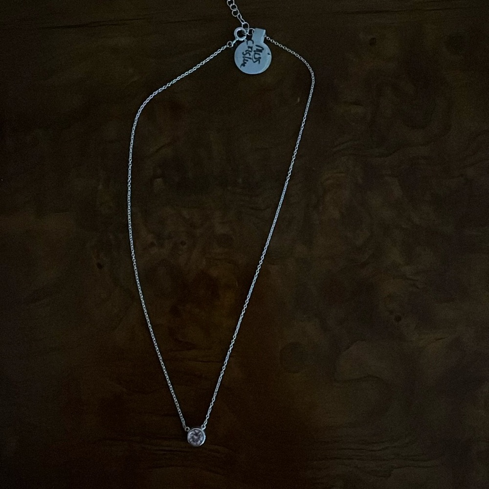 Crislu sterling silver with pink cz bezel set necklace. - Picture 4 of 8